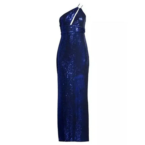 Aidan by Aidan Mattox | Dresses | Nwt Aidan By Aidan Mattox Asymmetric  Metallic Dot Knit Gown Size 2 Cobalt Blue | Poshmark